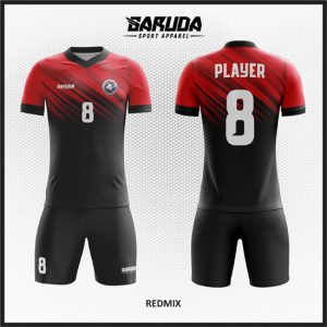 Desain Baju Futsal Kode Redmix Merah Hitam Gradasi