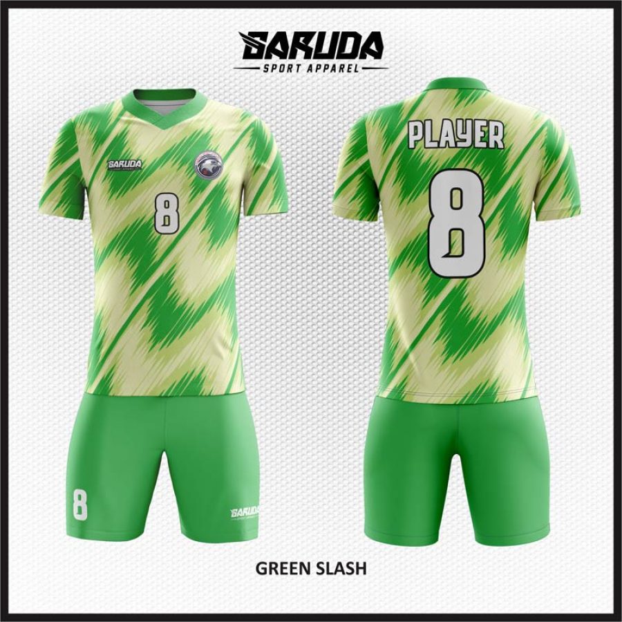 Desain Jersey Motif Arsiran Warna Hijau Code Green Slash