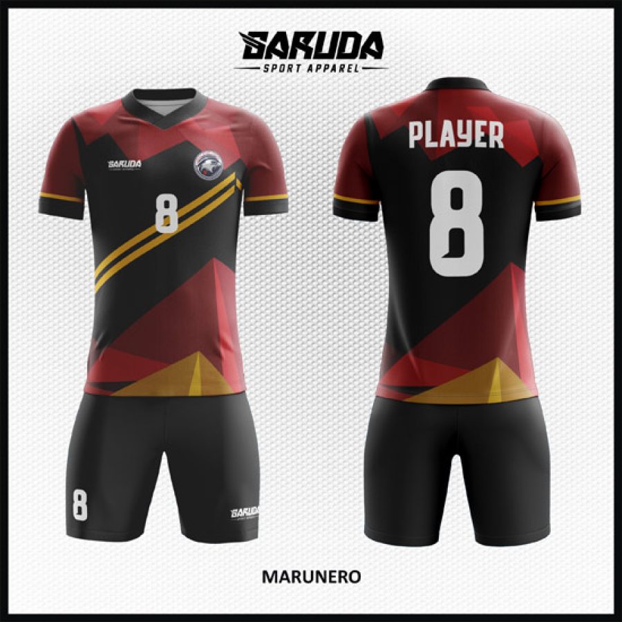 Desain Kostum Jersey Code Marunero Kombinasi Marun Dan Hitam