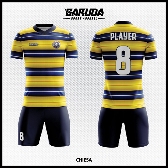 Desain Kaos Sepakbola Full Print Code Chiesa yang Terbaru Kuning Hitam