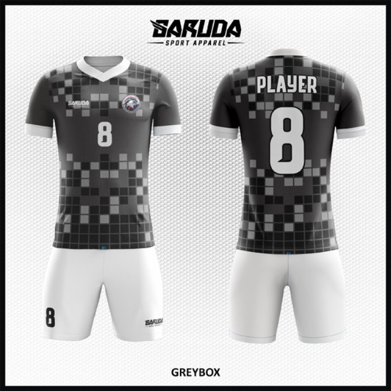 Desain Baju Jersey Code Greybox Warna Abu Motif Kotak-kotak