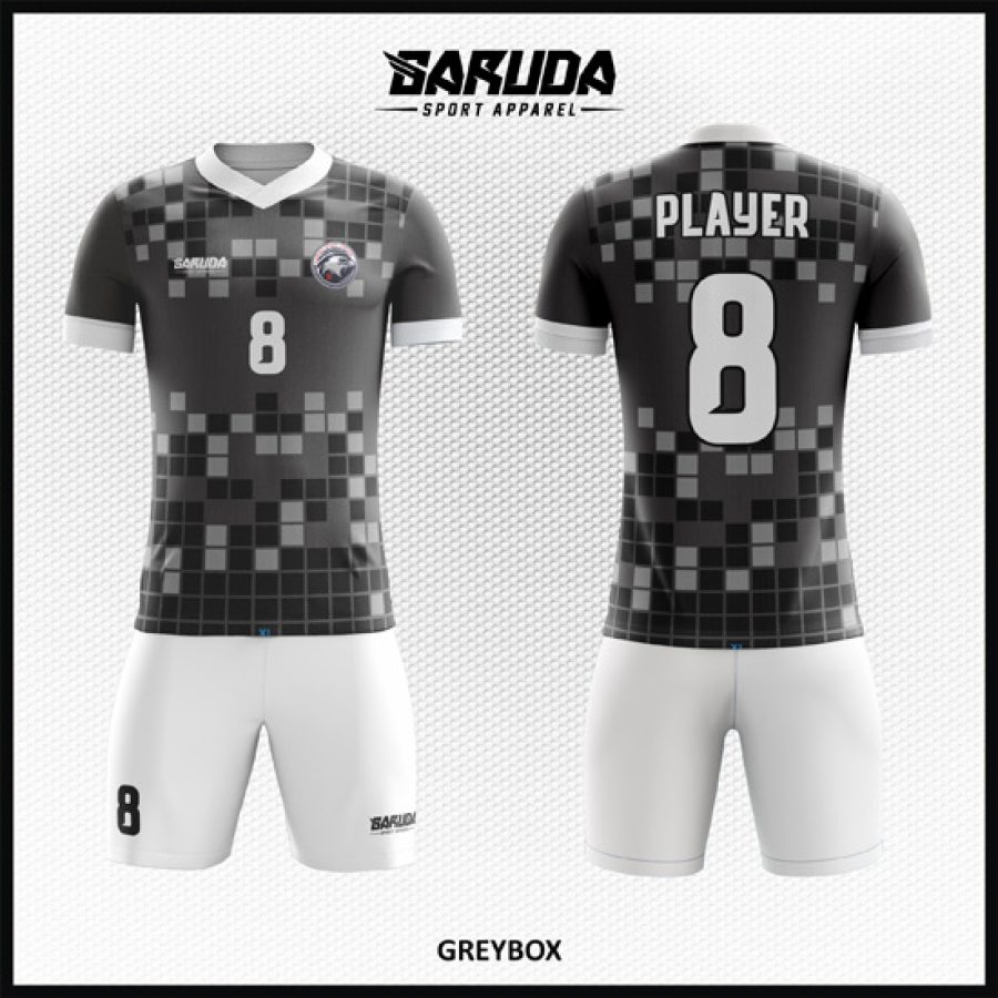 Desain Baju Jersey Code Greybox Warna Abu Motif Kotak-kotak