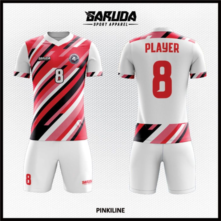 Desain Jersey Code Pinkline Garis Diagonal Warna Putih Pink Hitam