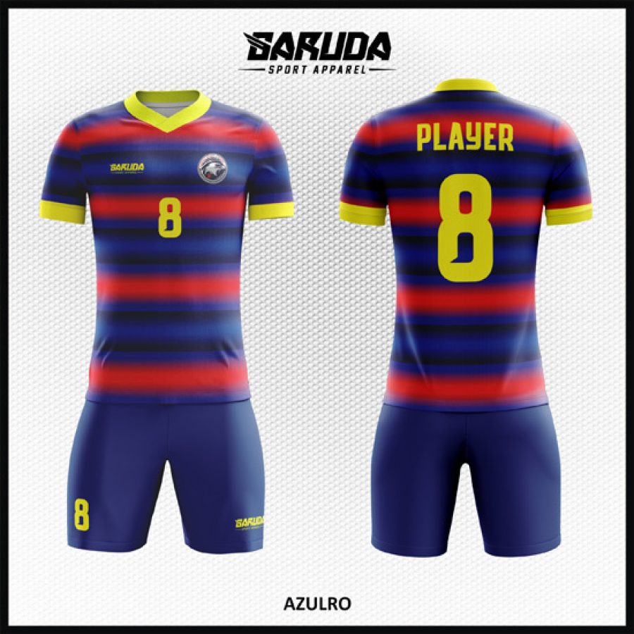 Desain Kaos Jersey Code Azulro Biru Merah List Kuning Yang Memukau