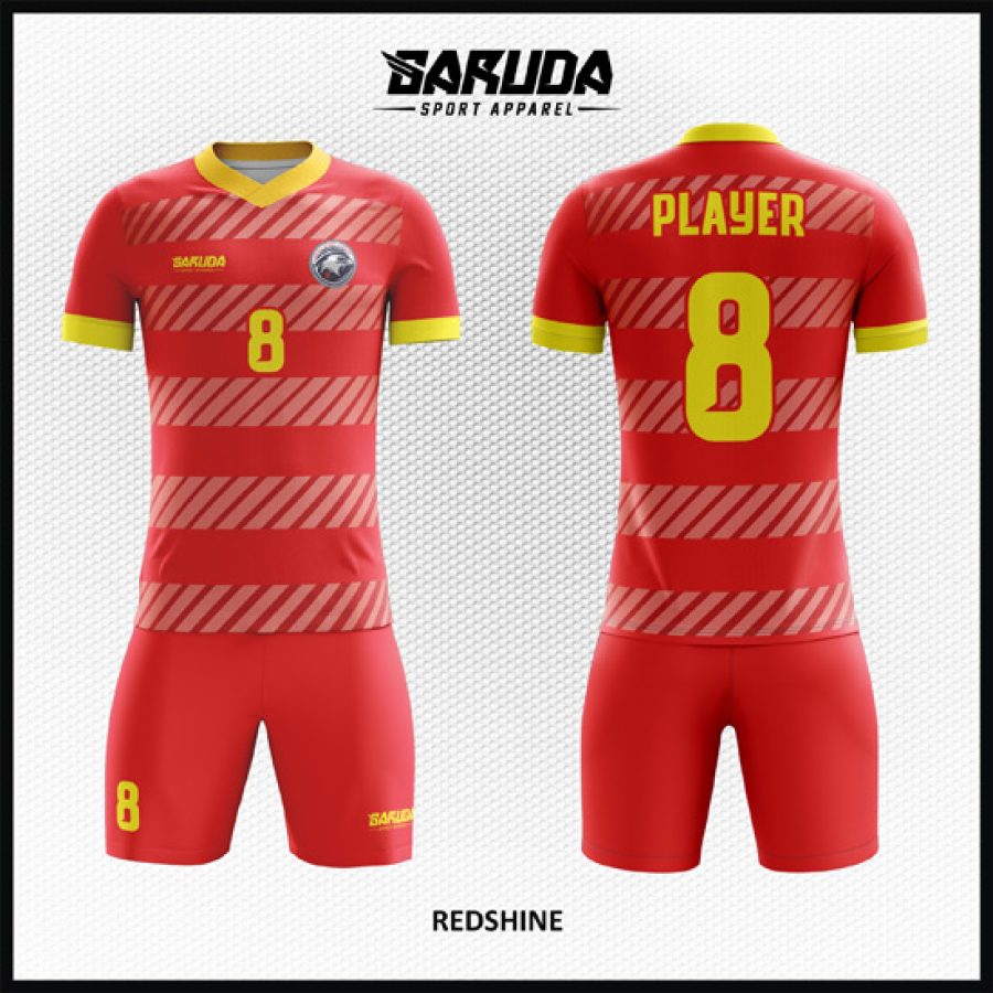 Desain Jersey Terbaru Code Redshine Warna Merah List Kuning
