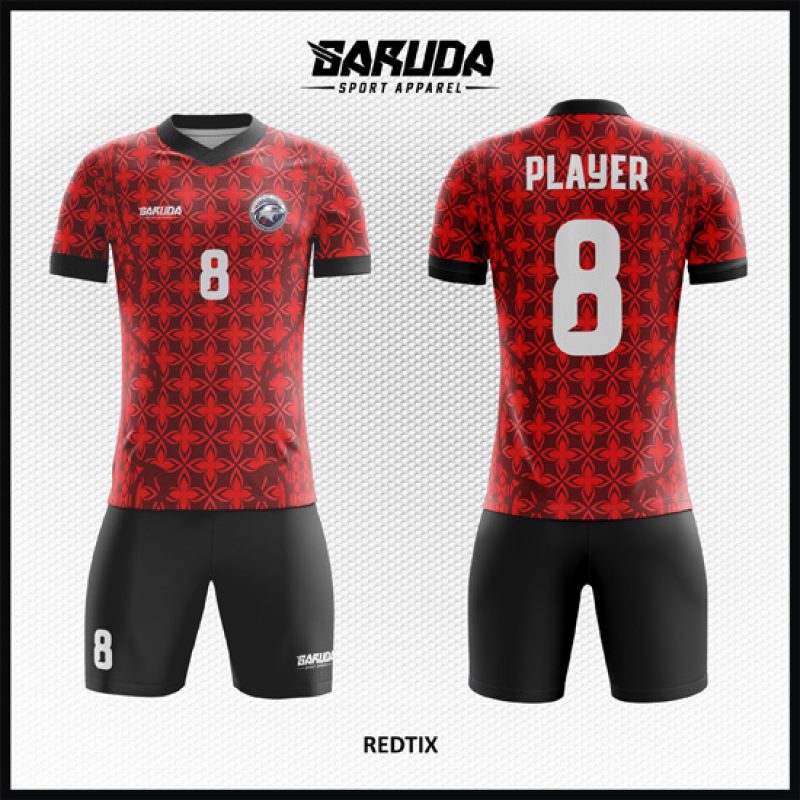 Pola Batik Pada Desain Jersey Code Redtix Dengan Warna Merah Hitam