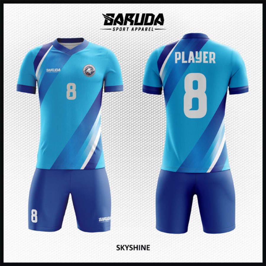 Desain Kostum Jersey Code Skyshine Warna Biru Langit
