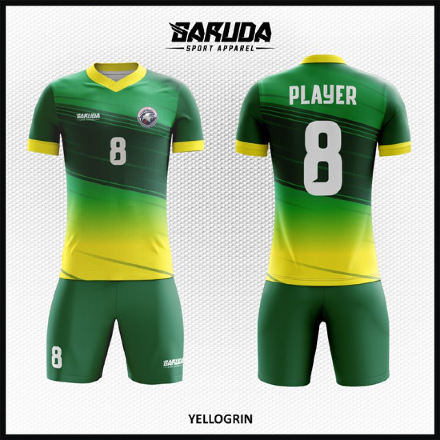 Model Desain Seragam Jersey Code Yellogrin Gradasi Kuning Hijau