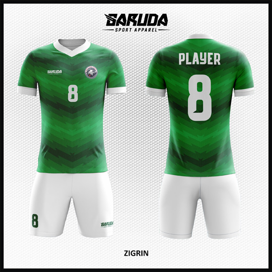 desain seragam sepakbola printing warna hijau code ZIGRIN