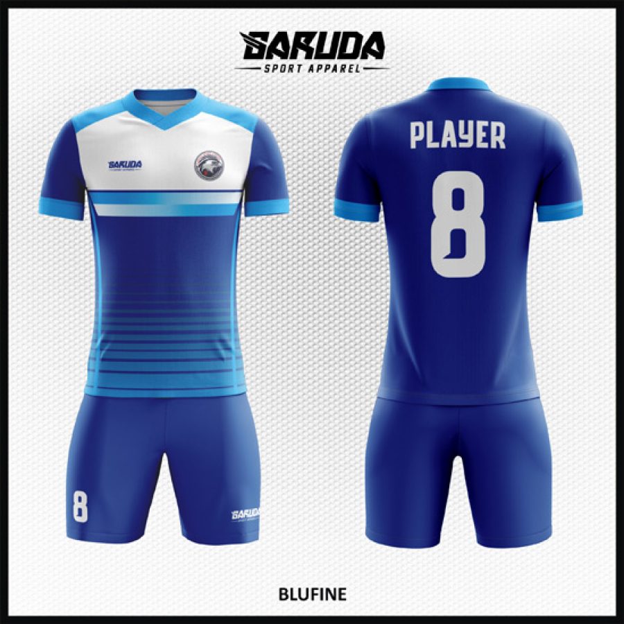 Desain Kaos Jersey Code Blufine Biru Putih Simple Minimalis
