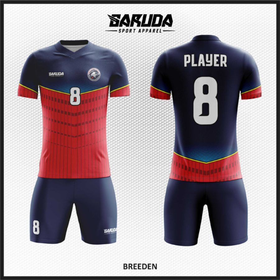 Model Desain Kaos Jersey Code Breeden Dongker Merah List Kuning