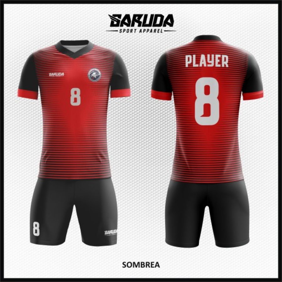 Model Design Seragam Jersey Code Sombrea Hitam Merah yang Simple
