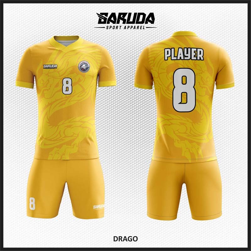 Desain Baju Jersey Code Dragon Simbol Naga Warna Kuning Emas