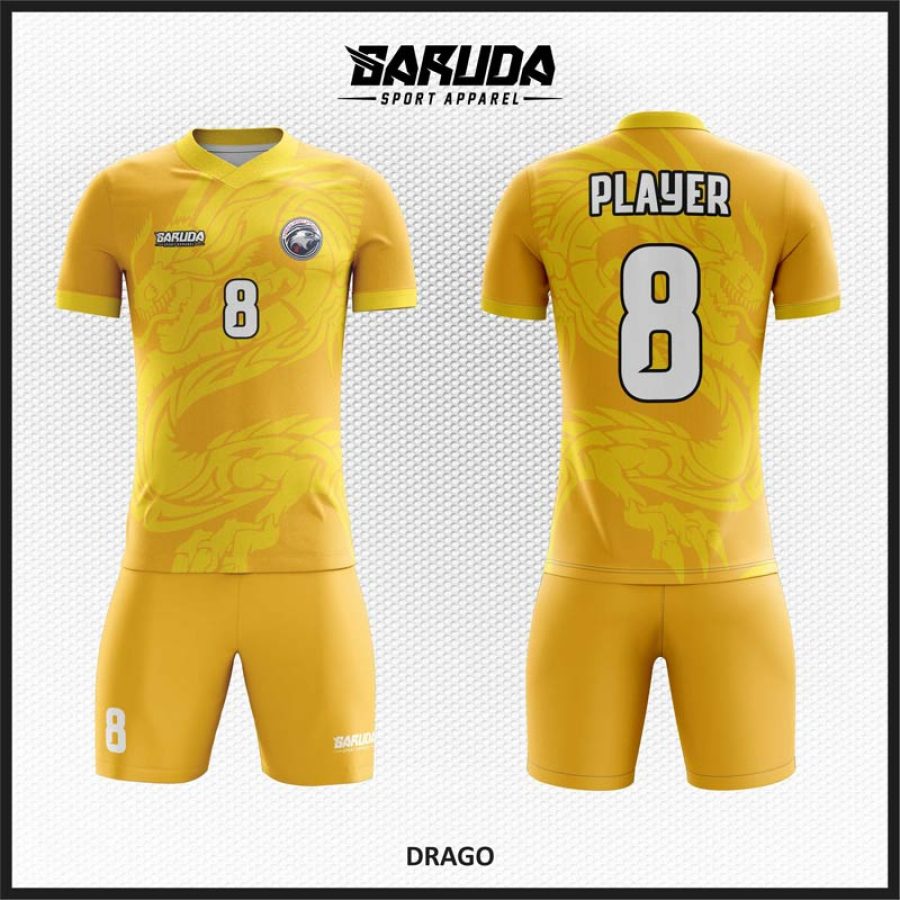 Desain Baju Jersey Code Dragon Simbol Naga Warna Kuning Emas
