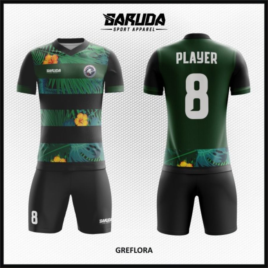 Model Desain Kostum Jersey Code Greflora Gambar Tanaman Hijau