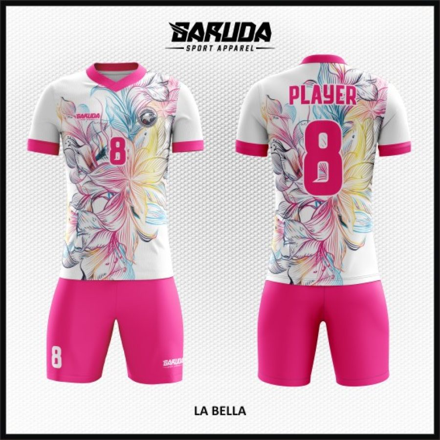Model Desain Seragam Jersey Code La Bella Gambar Bunga Pink