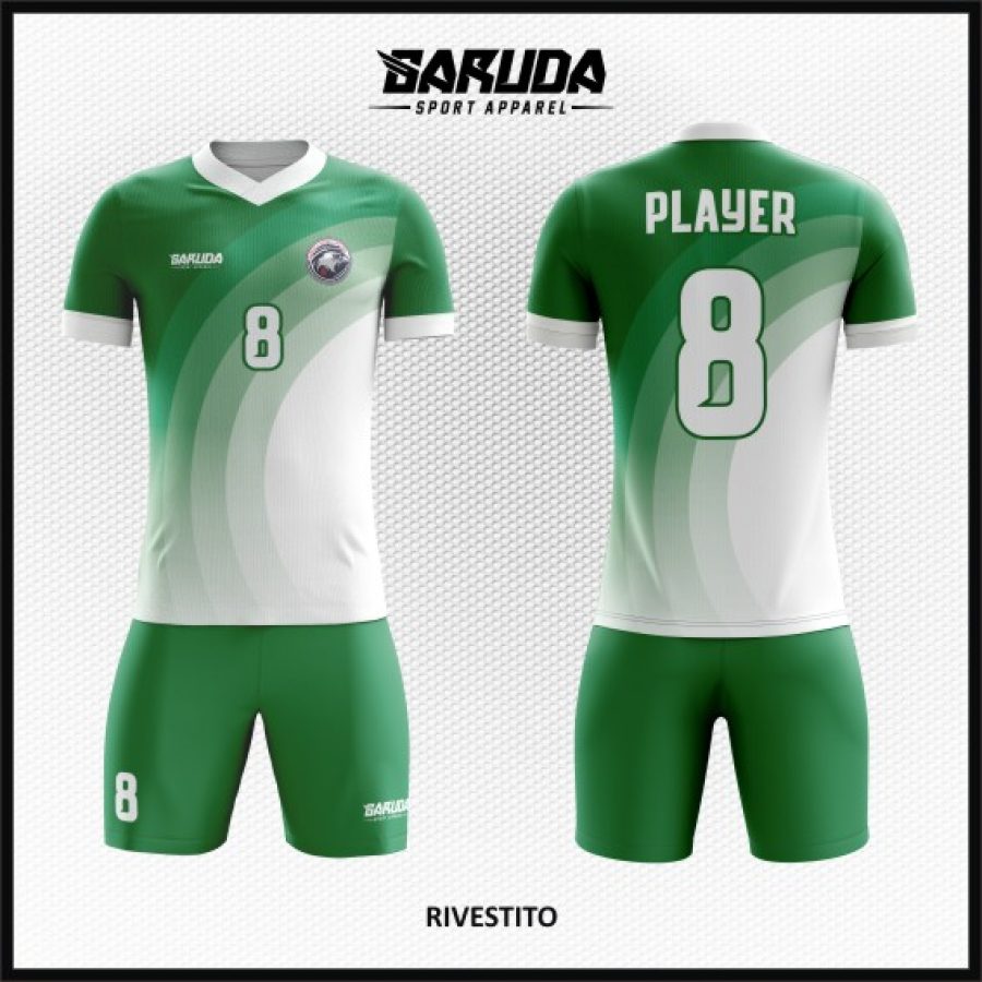 Desain Seragam Jersey Code Rivestito Kombinasi Hijau dan Putih
