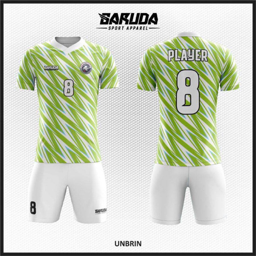 Desain Seragam Jersey Code Unbrin Putih Hijau Motif Zig-zag