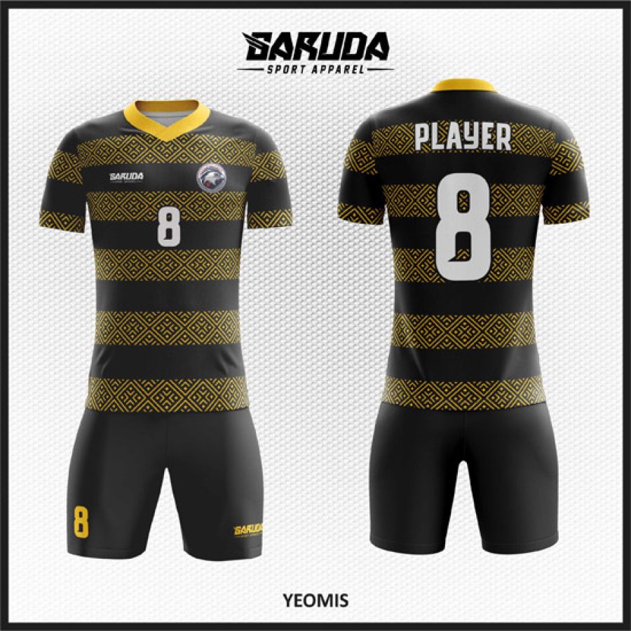 Model Desain Kostum Jersey Code Yeomis Hitam Ornamen Batik Klasik
