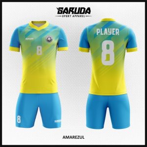 Desain Baju Bola Futsal Printing Code Amarezul Gradasi Biru Kuning