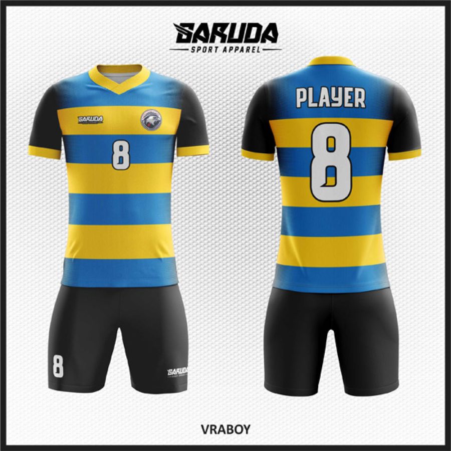 Model Desain Baju Jersey Code Vraboy Belang-balang Biru Kuning