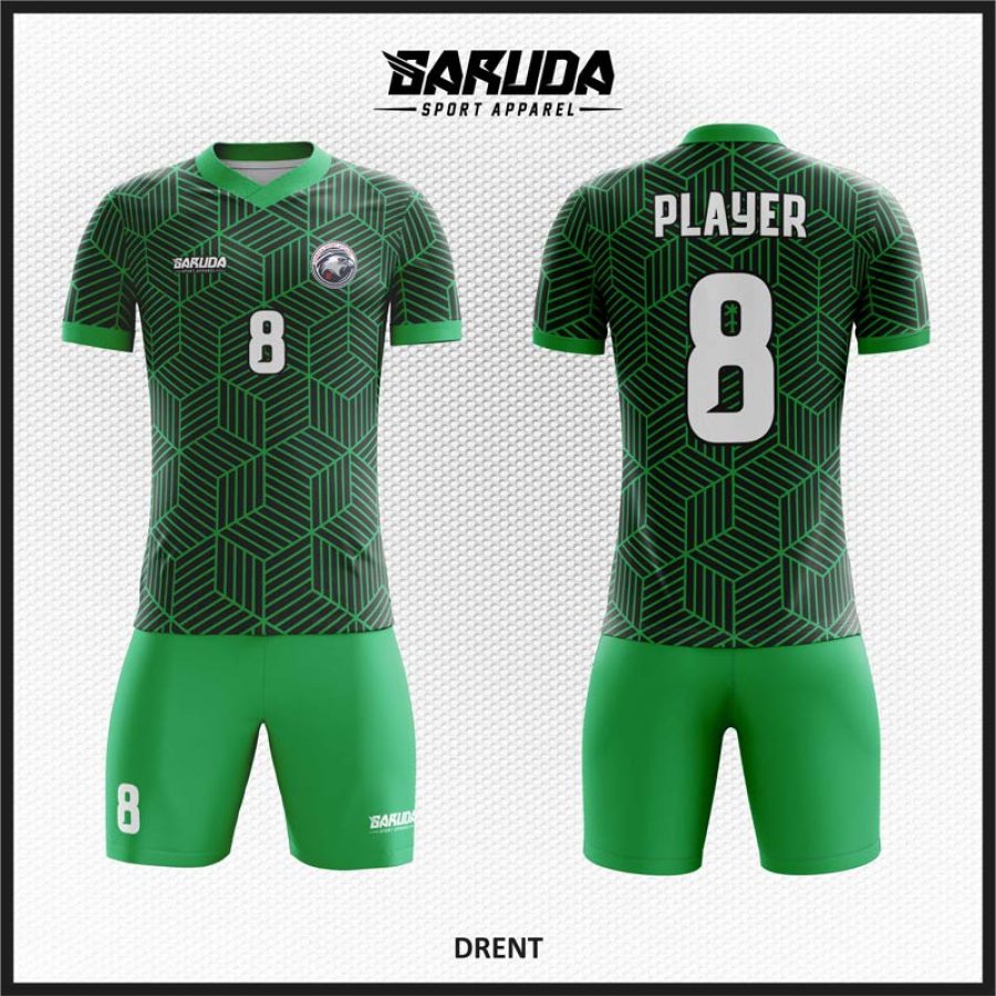 Desain Baju Jersey Code Drent Motif Garis Garis Hijau
