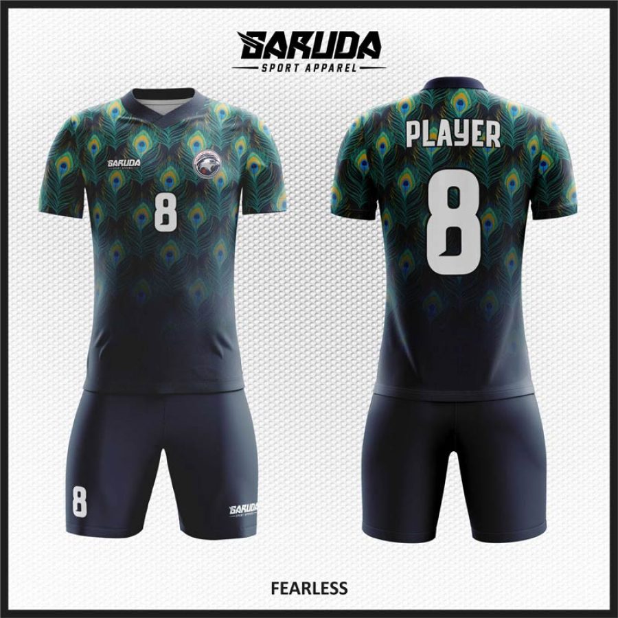 Desain Baju Jersey Code Fearless, Gambar Bulu Merak yang Eyecatching