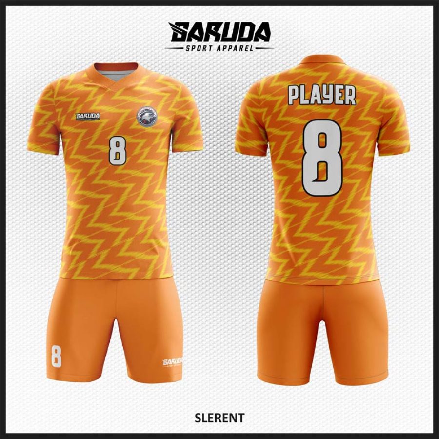Desain Kaos Jersey Code Slerent, Warna Orange Motif Zig Zag Diagonal