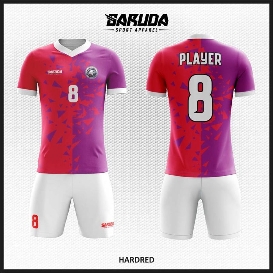 Desain Kostum Jersey Code Hardred Ungu Merah Putih