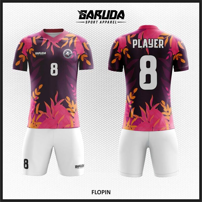 Desain Jersey Code Flopin Gambar Ornamen Bunga Warna Ungu