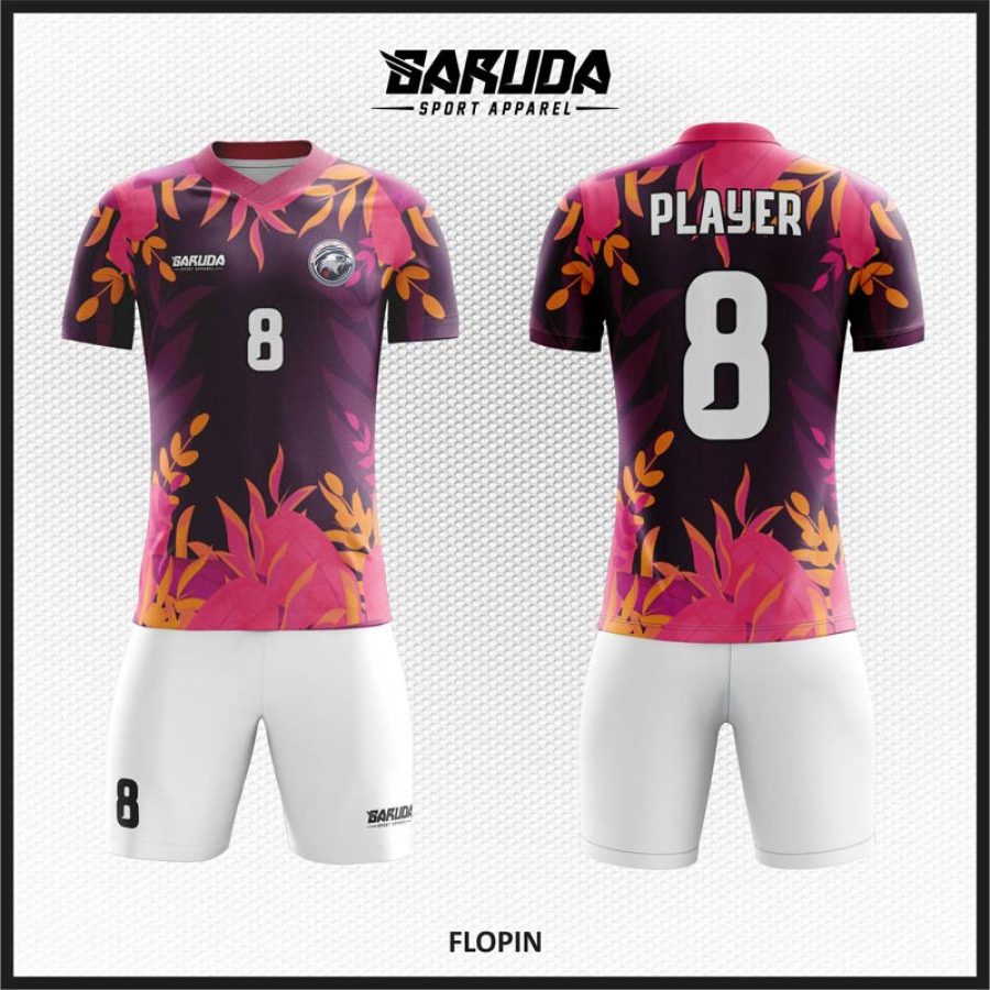 Desain Jersey Code Flopin Gambar Ornamen Bunga Warna Ungu