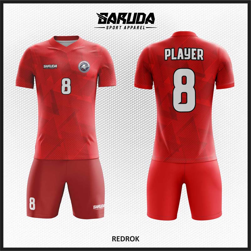 Desain Kostum Sepakbola Code Redrok Warna Merah Selera Pemberani