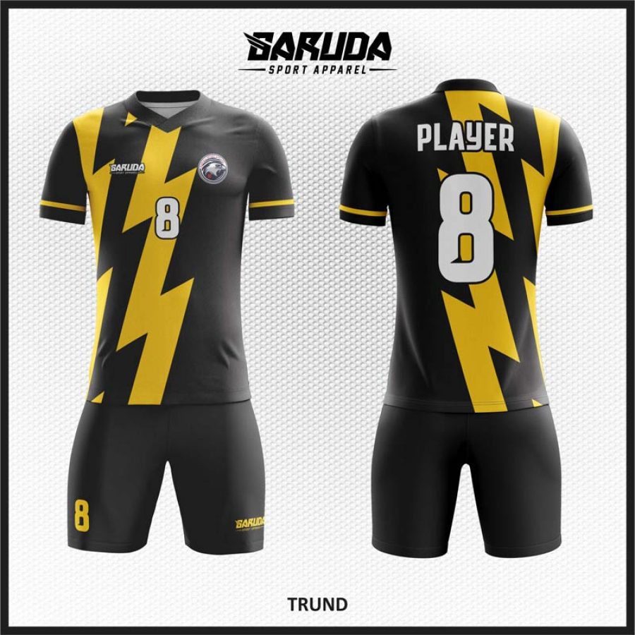 Desain Jersey Code Trund Warna Hitam Motif Kilatan Petir