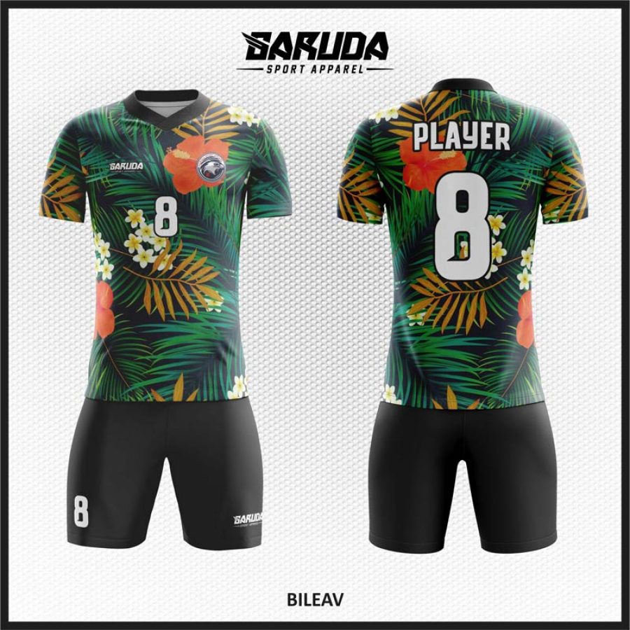 Desain Jersey Code Bileav Motif Daun dan Bunga Yang Cantik