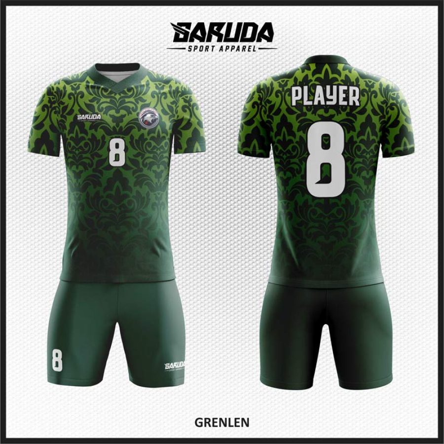 Desain Jersey Batik Code Grenlen Warna Gradasi Hijau