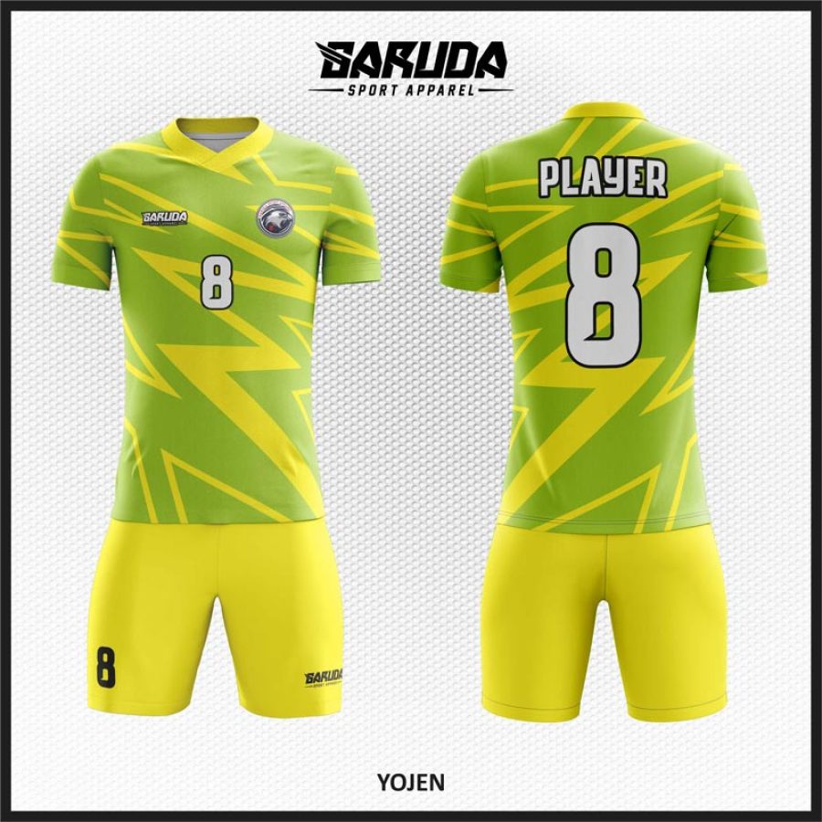 Desain Kostum Jersey Code Yojen Warna Hijau Muda dan Kuning
