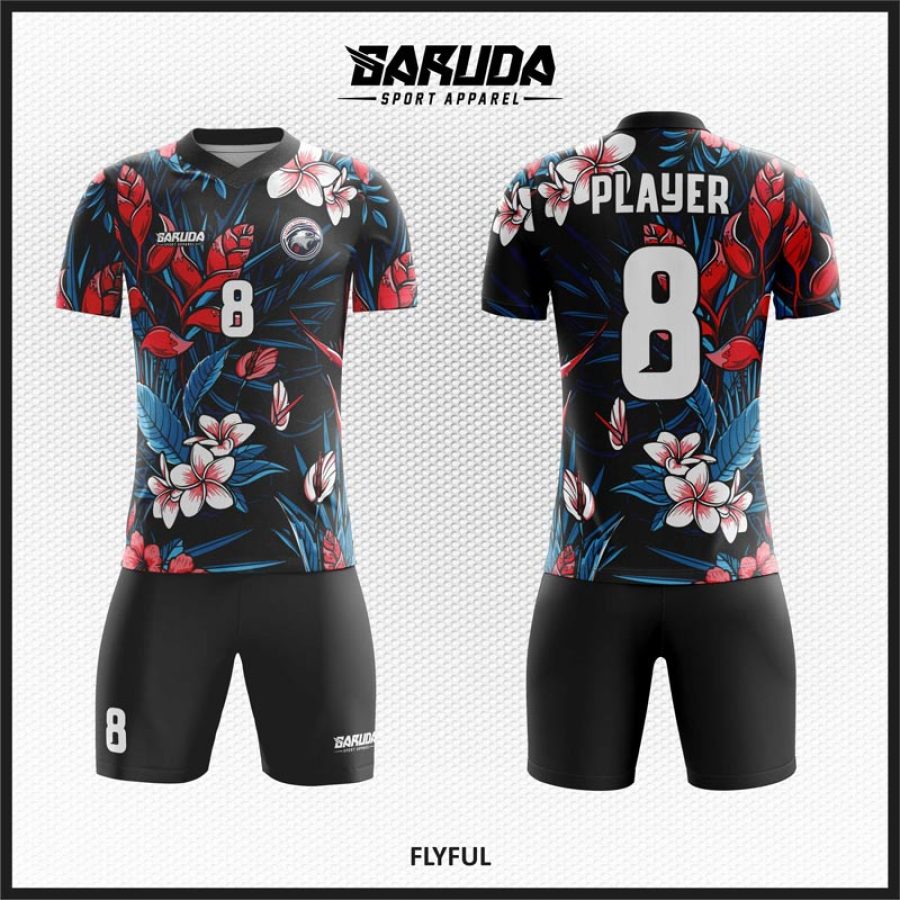 Desain Kaos Jersey Code Flyful Motif Bunga Cocok Untuk Seragam Cewek