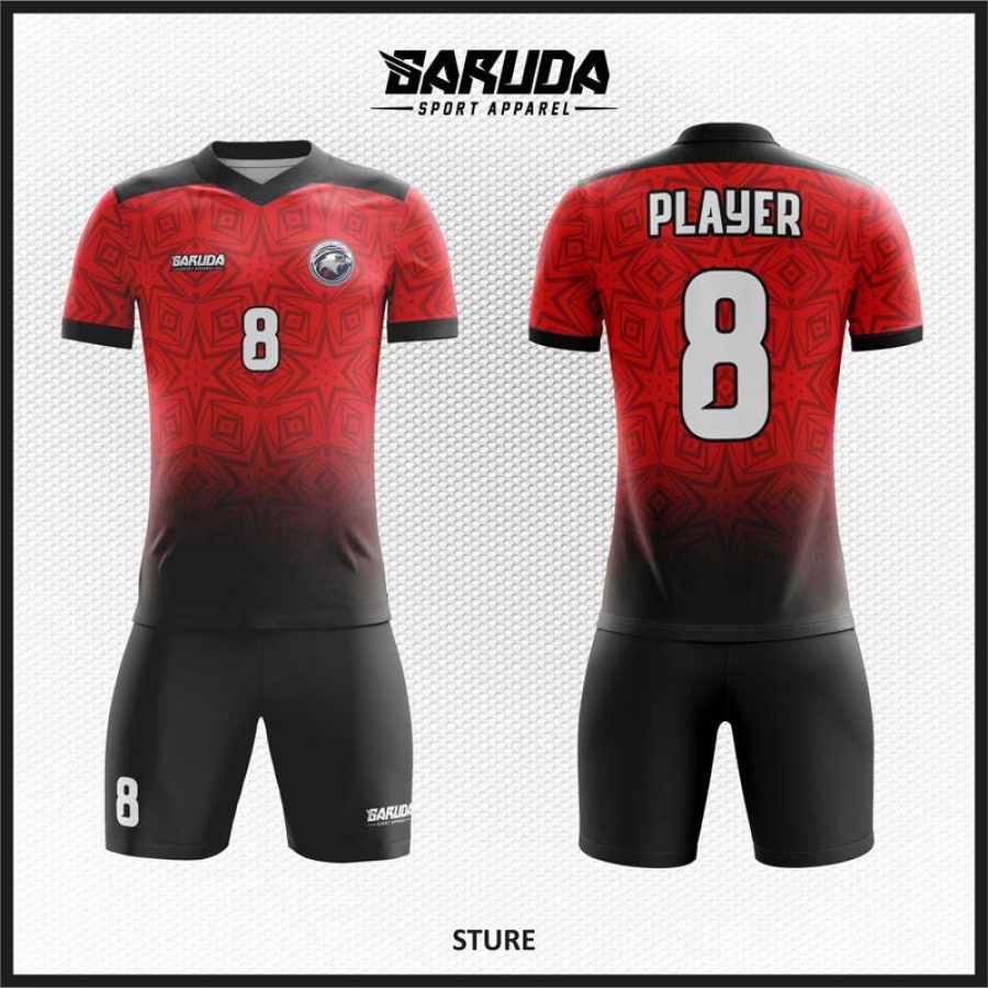 Desain Jersey Code Sture Warna Gradasi Merah Hitam