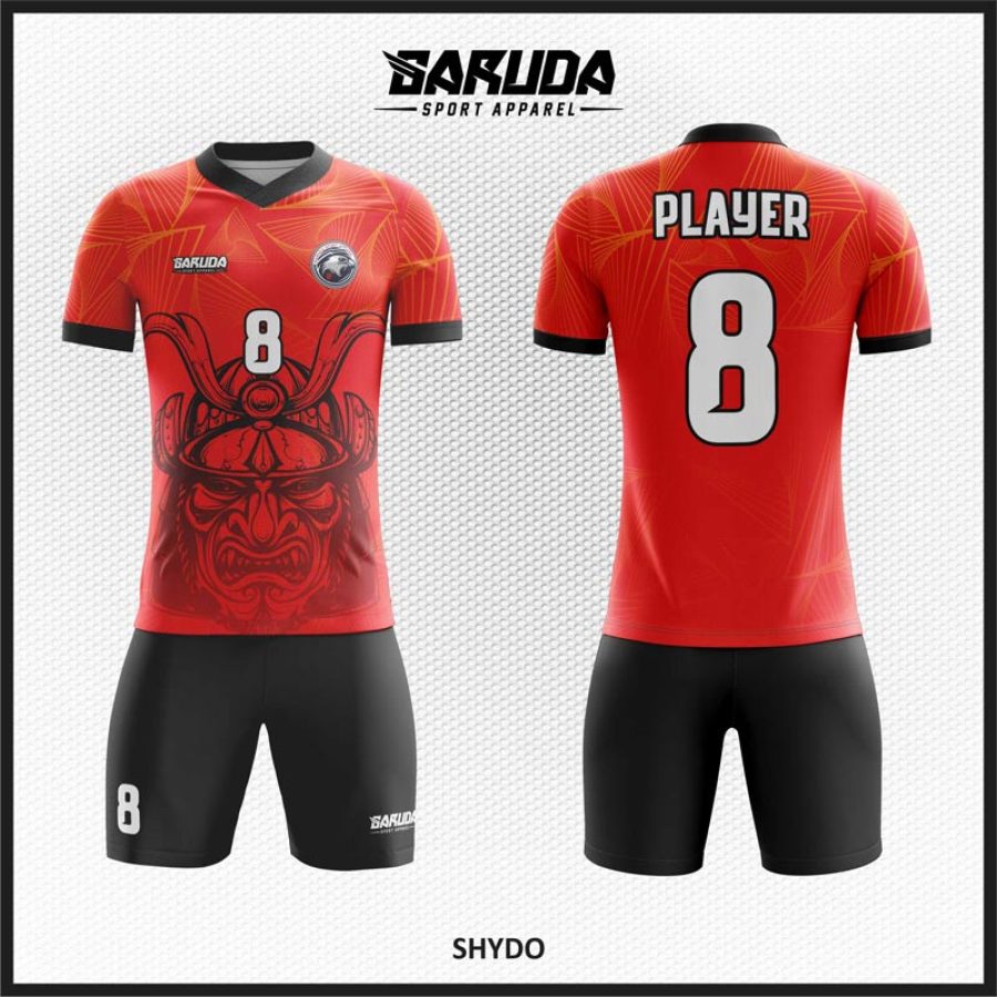Desain Seragam Jersey Code Shydo Gambar Samurai Warna Merah Hitam