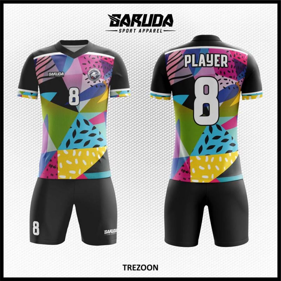 Desain Jersey Code Trezoon Motif Abstrak Warna Warni yang Unik