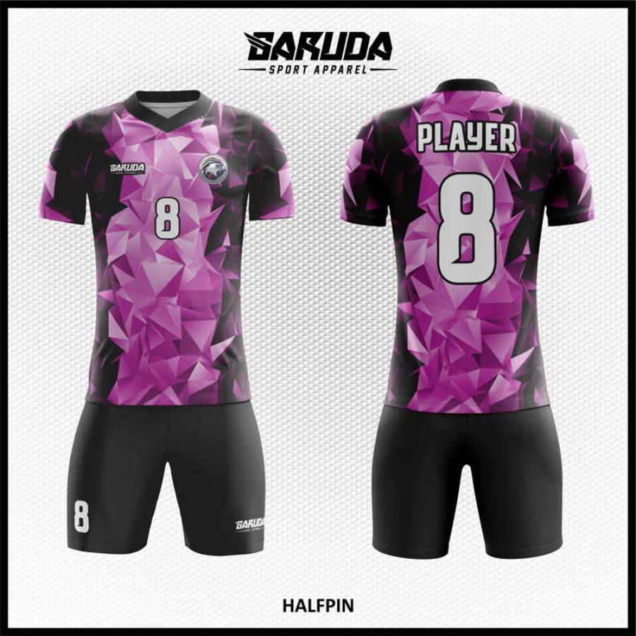 Desain Kaos Jersey Code Halfpin Warna Ungu Hitam Motif 3 Dimensi