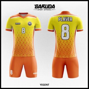Desain Kostum Sepakbola Yegent Warna Kuning Orange Yang Serasi