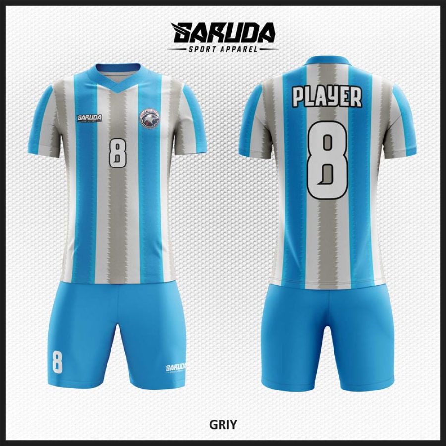 Desain Jersey Code Griy Motif Belang-belang Warna Biru Abu-abu