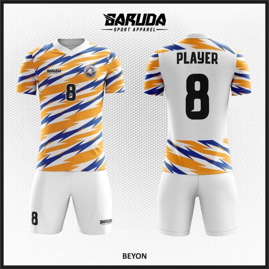 Desain Jersey Code Beyon Motif Zig Zag Putih Kuning Biru