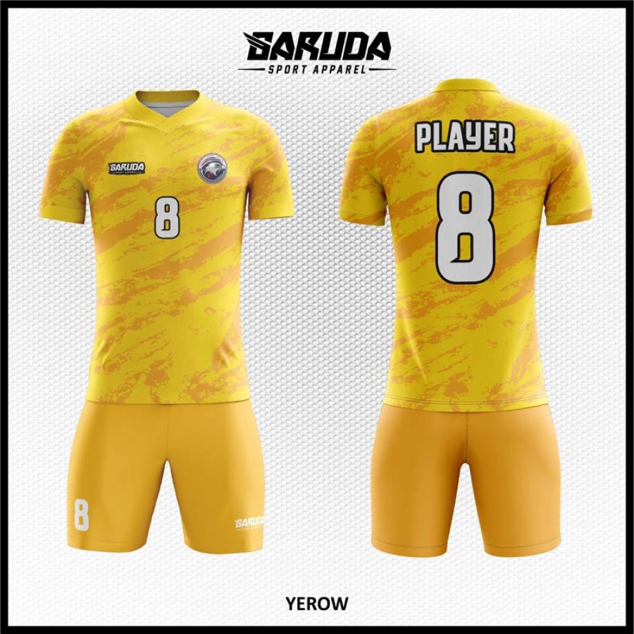 Desain Seragam Futsal Yerow Warna Kuning Motif Bercak-bercak