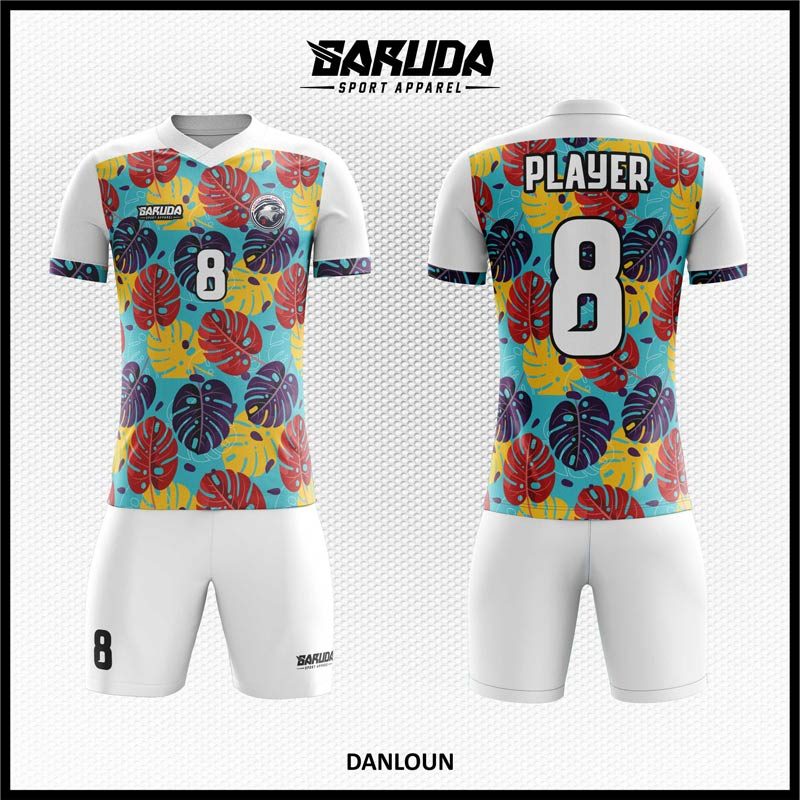 Desain Seragam Jersey Danloun Motif Dedaunan yang Warna Warni