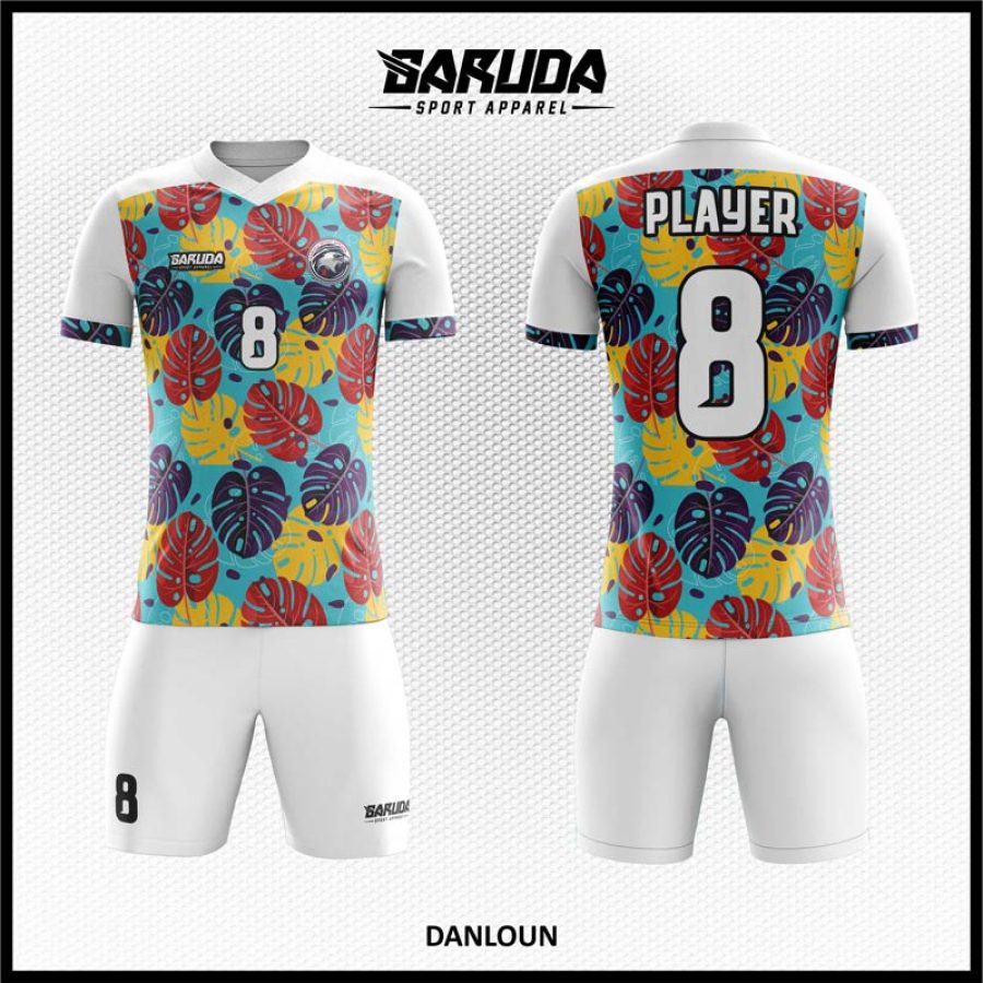 Desain Seragam Jersey Danloun Motif Dedaunan yang Warna Warni