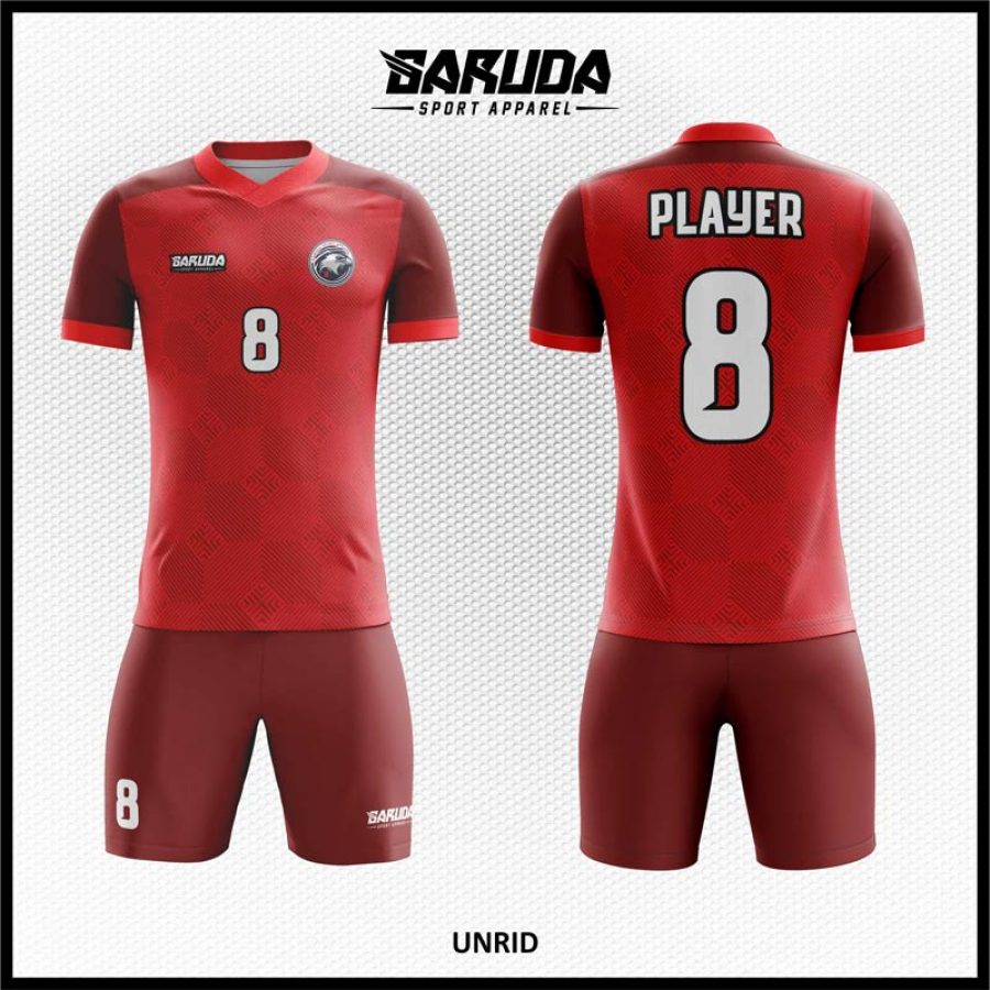 Desain Kaos Jersey Code Unrid Warna Merah Muda dan Tua yang Simple