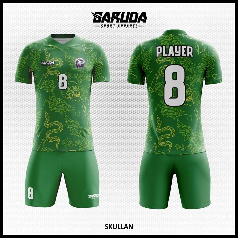 Desain Jersey Code Skullan Warna Hijau Motif Tato yang Unik