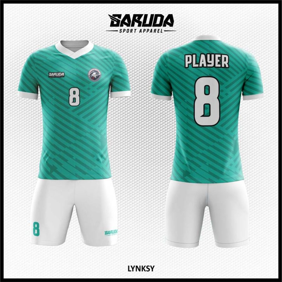 Desain Kaos Jersey Simple Code Lynksy Motif Garis Diagonal Hijau Tosca